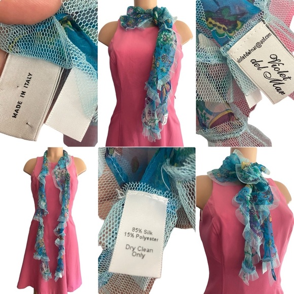 Violet Del Mar Blue Paisley Silk Scarf - Picture 2 of 8